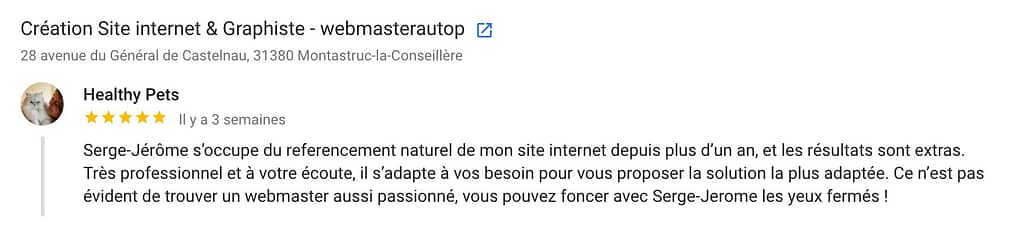 webmaster à Toulouse avis client de webmasterautop