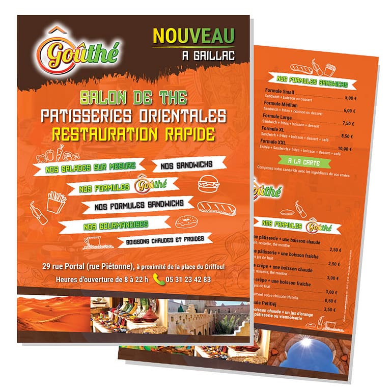 Un flyer pas cher de restaurant par un graphiste de Toulouse