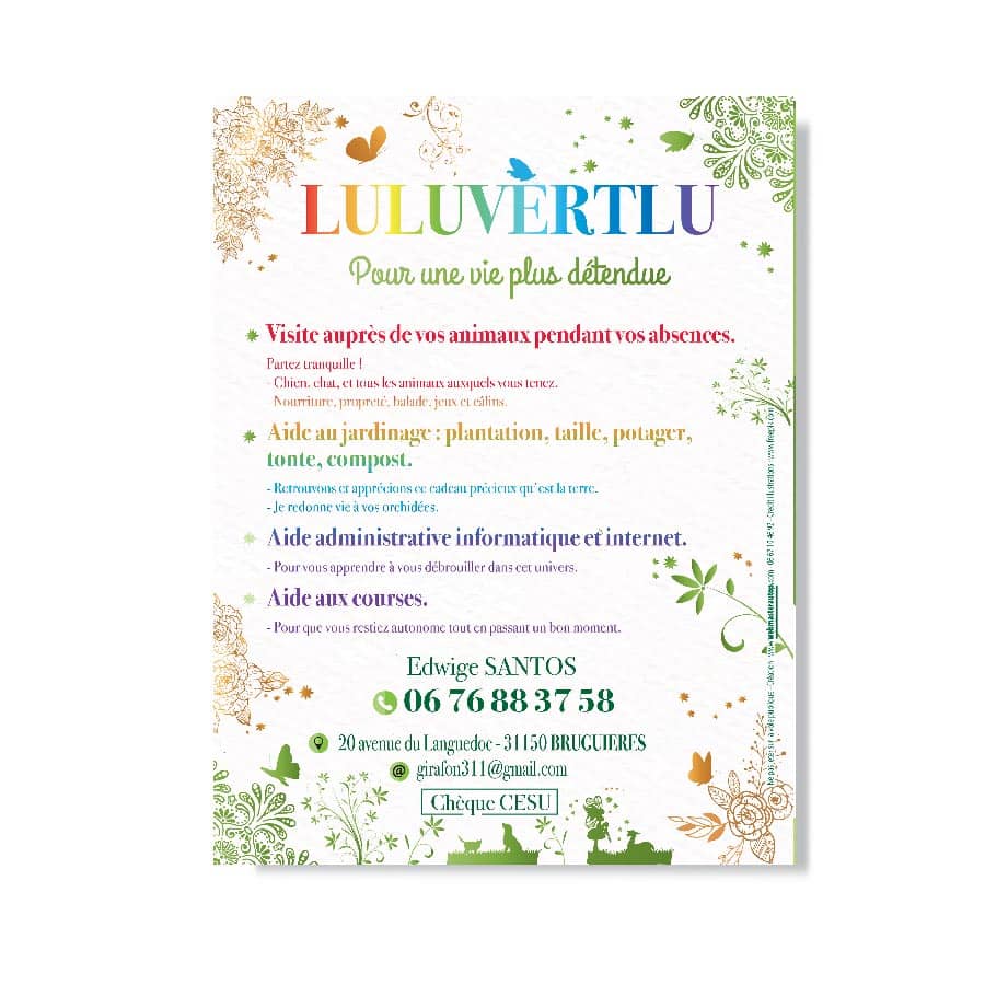 Création flyer de jardinage et entretien d'espaces verts et aide à domicile