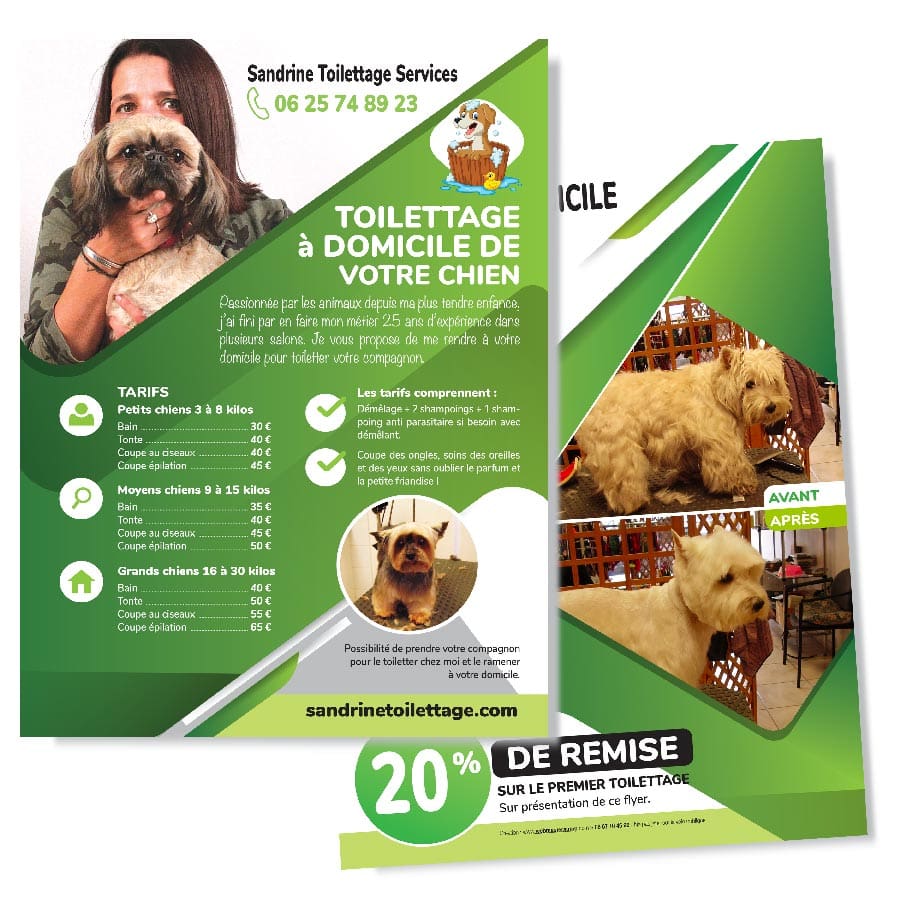 Création flyer à Toulouse de toilettage canin
